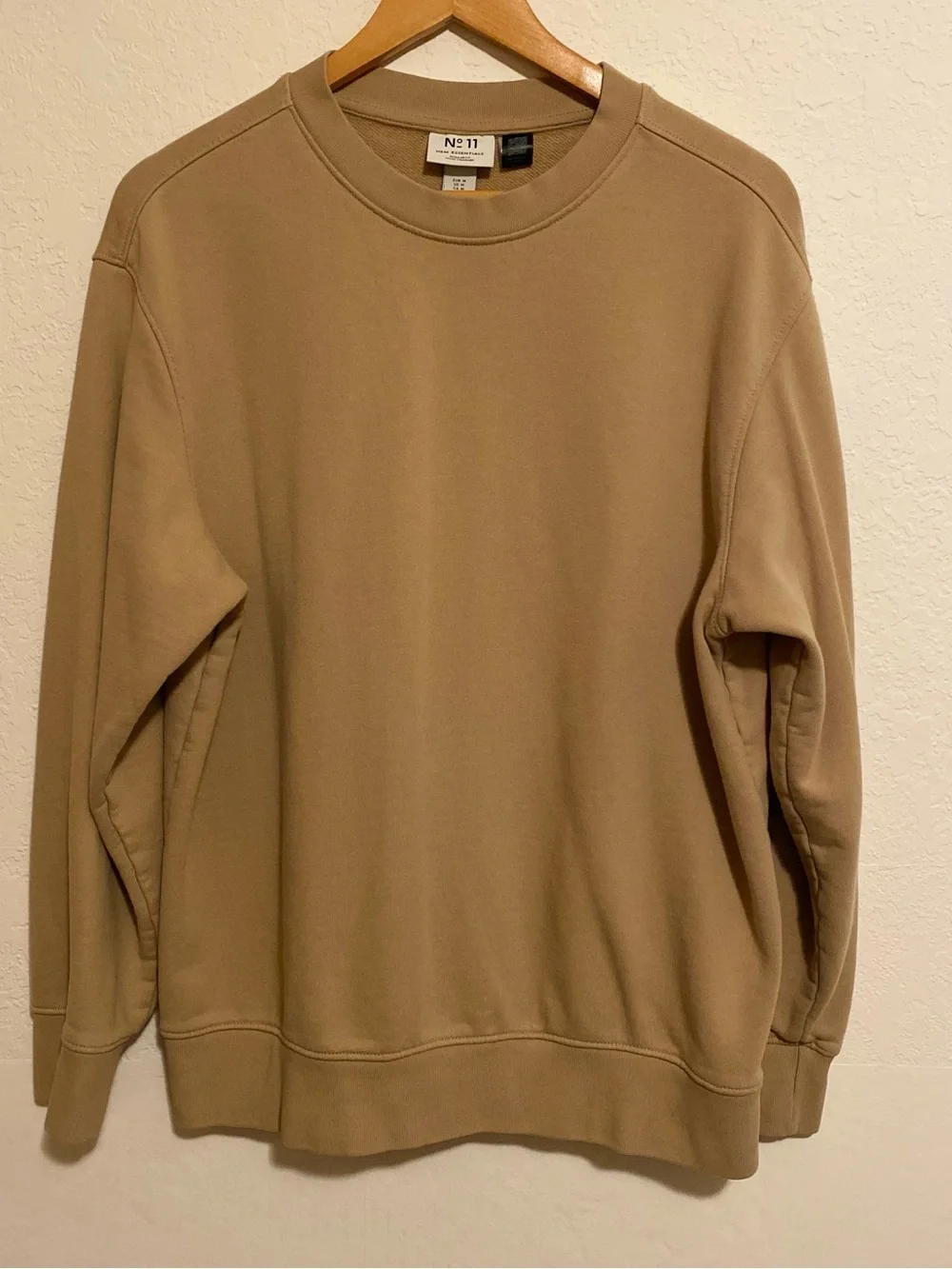 H&M Essentials Men's Heavyweight Crewneck Sweatshirt in Khaki 100% Cotton Size M